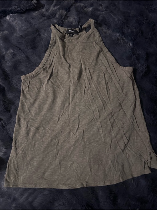 Theory Tops - Theory Olive Green High-Neck Tank Top